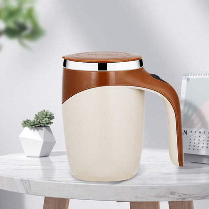 alt="electric self-stirring coffee mug rechargeable magnetic cup splash-proof design"