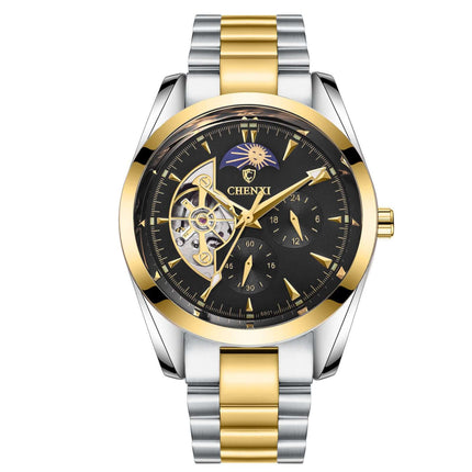 Luxury Business Mechanical Quartz Watch for Men moon phase display
