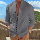 Retro Button Design Long Sleeved Shirt Mens Loose Top size S length 76cm.