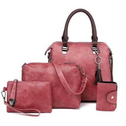 Retro Four Piece Womens Fashion Handbag Set full collection display
