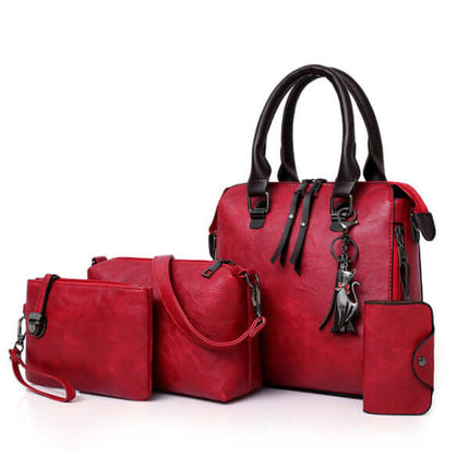 Retro Four Piece Womens Fashion Handbag Set shoulder carry style