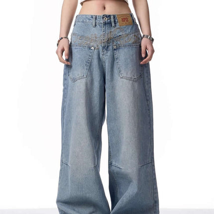 Retro Reverse-wear Washed Denim Jeans for Men - Slim Fit, showcasing a stylish slim fit design with a light blue wash.