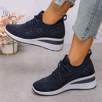 Rhinestone Wedge Sneakers sky blue summer vibes.
