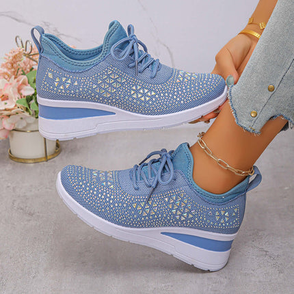 Rhinestone Wedge Sneakers size chart guide for women.