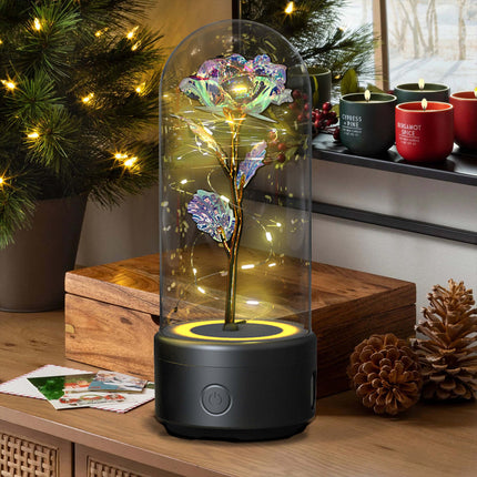 Romantic Rose LED Flower Lamp Bluetooth Speaker preserved flower close up