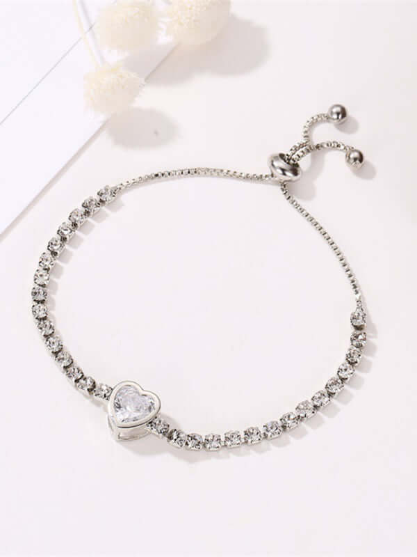 Rose Gold Heart Zircon Bracelet Simple Diamond Women Jewelry display