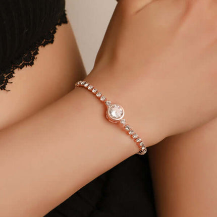 Rose Gold Heart Zircon Bracelet Simple Diamond Women Jewelry zircon shine