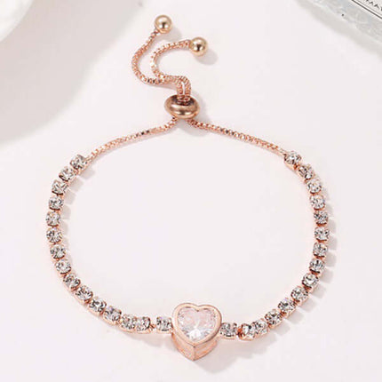Rose Gold Heart Zircon Bracelet Simple Diamond Women Jewelry elegant style