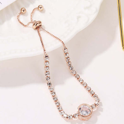 Rose Gold Heart Zircon Bracelet Simple Diamond Women Jewelry clasp design