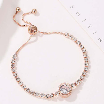 Rose Gold Heart Zircon Bracelet Simple Diamond Women Jewelry wrist model