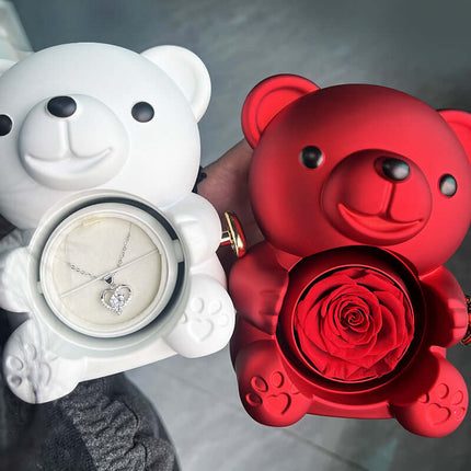 Rotating Bear Gift Box teddy bear necklace holder.