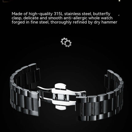 Rotating Wheel Watch Hollow Three Dimensional Quartz yellow steel belt.