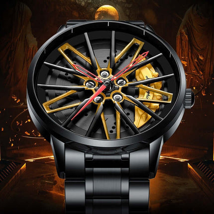Rotating Wheel Watch Hollow Three Dimensional Quartz 12mm thickness.