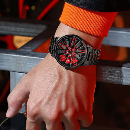 Rotating Wheel Watch Hollow Three Dimensional Quartz alloy watchcase.