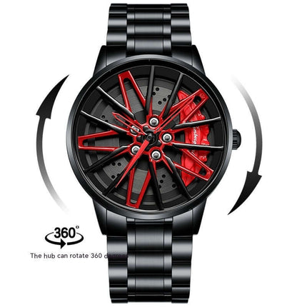 Rotating Wheel Watch Hollow Three Dimensional Quartz hollow dial design.