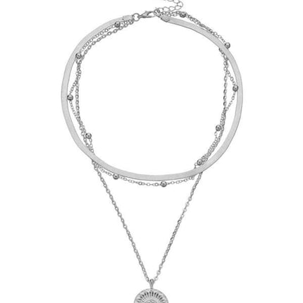 Round Tag Multi Layer Bead Necklace Women Simple Fashion close-up