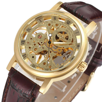 Luxury Skeleton Mechanical Self Winding Watch for Men business style