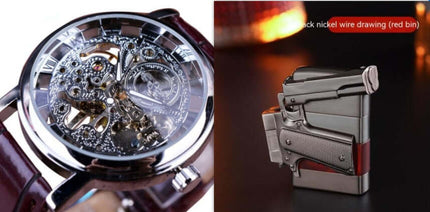 Luxury Skeleton Mechanical Self Winding Watch for Men wrist close-up