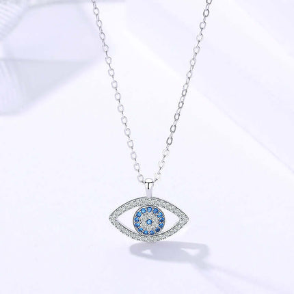 S925 Sterling Silver Demon Eye Necklace Pendant front view