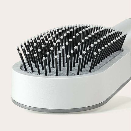 Self Cleaning Hair Brush One-key Airbag Massage Comb elegant white.