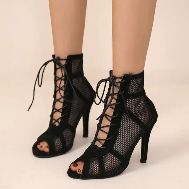 Mesh High Heel Sandals for Summer & Evening Wear side angle display