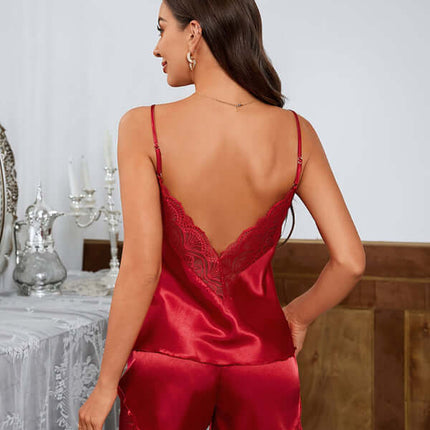 Lace Cami & Shorts Pajama Set for Sleep & Lounge shoulder strap detail