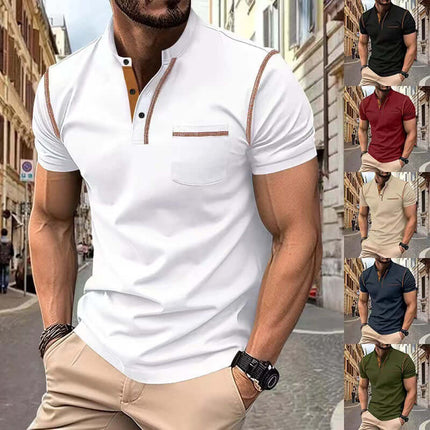 Short Sleeve Polo Shirt Henry T-shirts in white, showcasing stylish collar and pocket details.