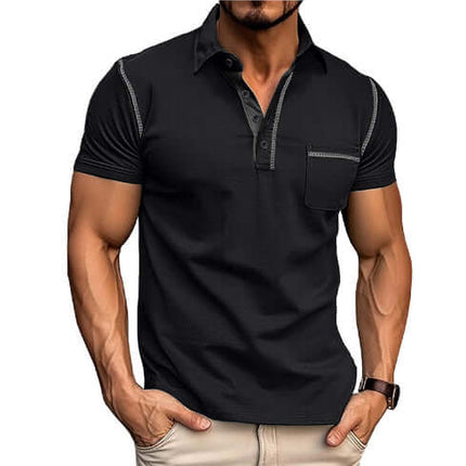 Short Sleeve Polo Shirt Henry T-shirts in black, featuring a stylish design and comfortable fit for everyday wear.