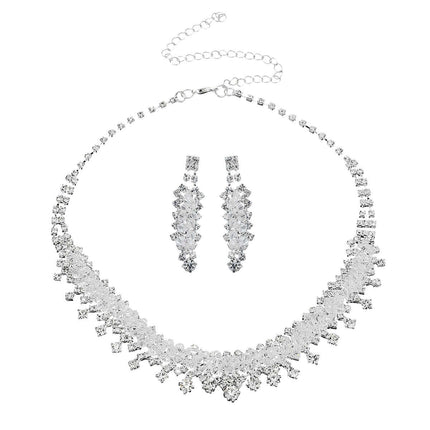 Silver Alloy Wedding Jewelry Set Necklace Earrings wedding style