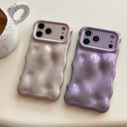 Simple Bubble Wave Pearl Drop-Proof Phone Case Cover in beige and purple, showcasing a stylish and protective design.