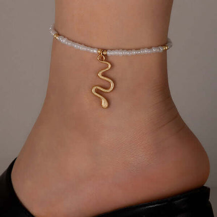 Simple Shell Beaded Single Layer Rice Bead Beach Anklet Chic product