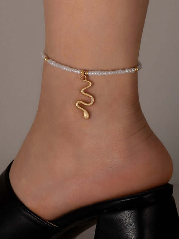 Simple Shell Beaded Single Layer Rice Bead Beach Anklet Chic product