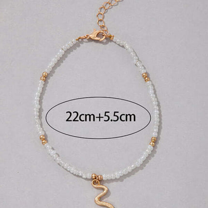 Simple Shell Beaded Single Layer Rice Bead Beach Anklet Chic close up