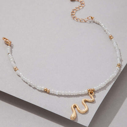 Simple Shell Beaded Single Layer Rice Bead Beach Anklet Chic beach style