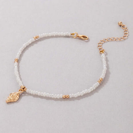Simple Shell Beaded Single Layer Rice Bead Beach Anklet Chic summer jewelry