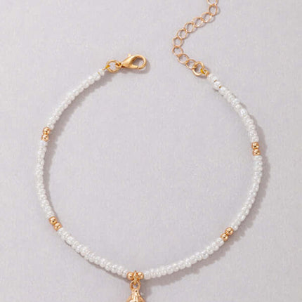 Simple Shell Beaded Single Layer Rice Bead Beach Anklet Chic elegant style