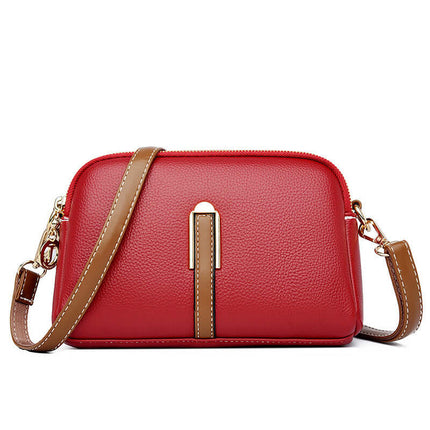 Simple Shoulder Texture Western Style Messenger Bag internal zipper bag