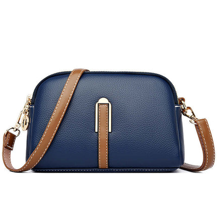 Simple Shoulder Texture Western Style Messenger Bag gray leather texture
