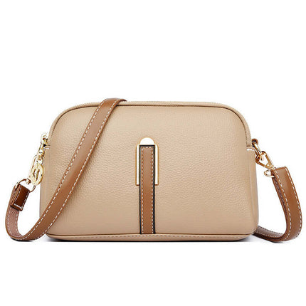 Simple Shoulder Texture Western Style Messenger Bag khaki casual fashion