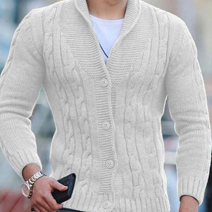 slim fit mens knitted cardigan coat solid color casual style front