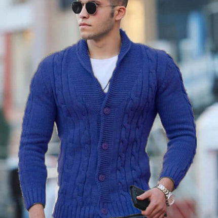 slim fit mens knitted cardigan coat solid color casual style back