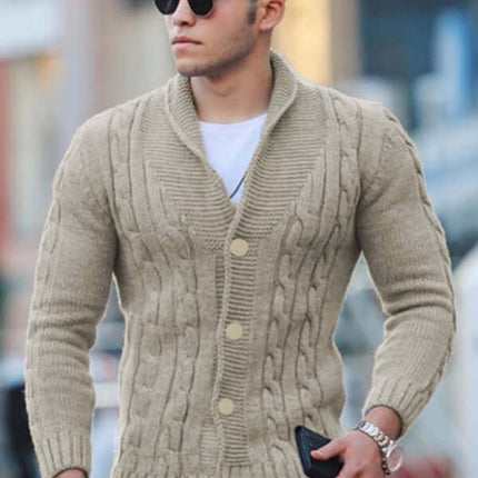 slim fit mens knitted cardigan coat solid color casual style sleeves