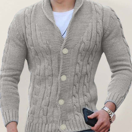 slim fit mens knitted cardigan coat solid color casual style closeup