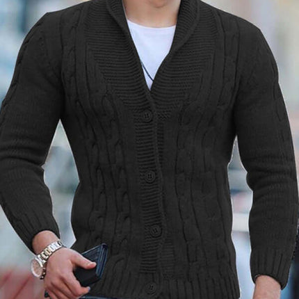 slim fit mens knitted cardigan coat solid color casual style model