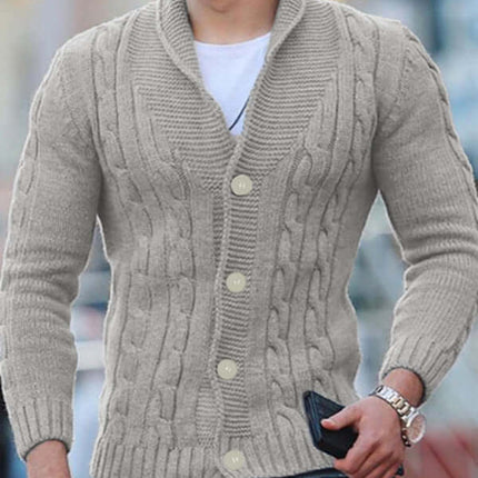 slim fit mens knitted cardigan coat solid color casual style winter