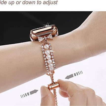 Smart Watch Pearl Bracelet Band – Elegant Replacement Strap for Women, smartwatch bracelet band, pearl watch strap, elegant smartwatch band, women smartwatch accessories, replacement watch strap, luxury pearl bracelet band, fashion smartwatch band