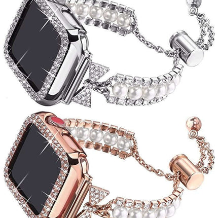 Smart Watch Pearl Bracelet Band – Elegant Replacement Strap for Women, smartwatch bracelet band, pearl watch strap, elegant smartwatch band, women smartwatch accessories, replacement watch strap, luxury pearl bracelet band, fashion smartwatch band