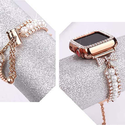 Smart Watch Pearl Bracelet Band – Elegant Replacement Strap for Women, smartwatch bracelet band, pearl watch strap, elegant smartwatch band, women smartwatch accessories, replacement watch strap, luxury pearl bracelet band, fashion smartwatch band