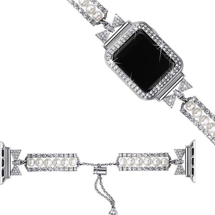 Smart Watch Pearl Bracelet Band – Elegant Replacement Strap for Women, smartwatch bracelet band, pearl watch strap, elegant smartwatch band, women smartwatch accessories, replacement watch strap, luxury pearl bracelet band, fashion smartwatch band