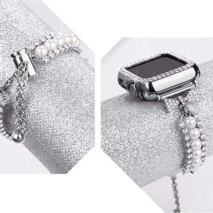 Smart Watch Pearl Bracelet Band – Elegant Replacement Strap for Women, smartwatch bracelet band, pearl watch strap, elegant smartwatch band, women smartwatch accessories, replacement watch strap, luxury pearl bracelet band, fashion smartwatch band